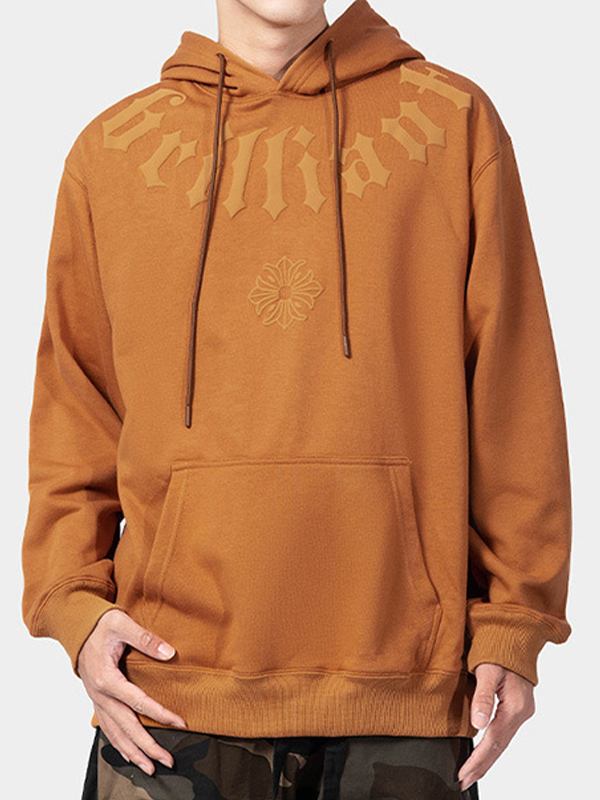 Men's Street Print Kangaroo Pocket Lacing Oversized Hoodie-2