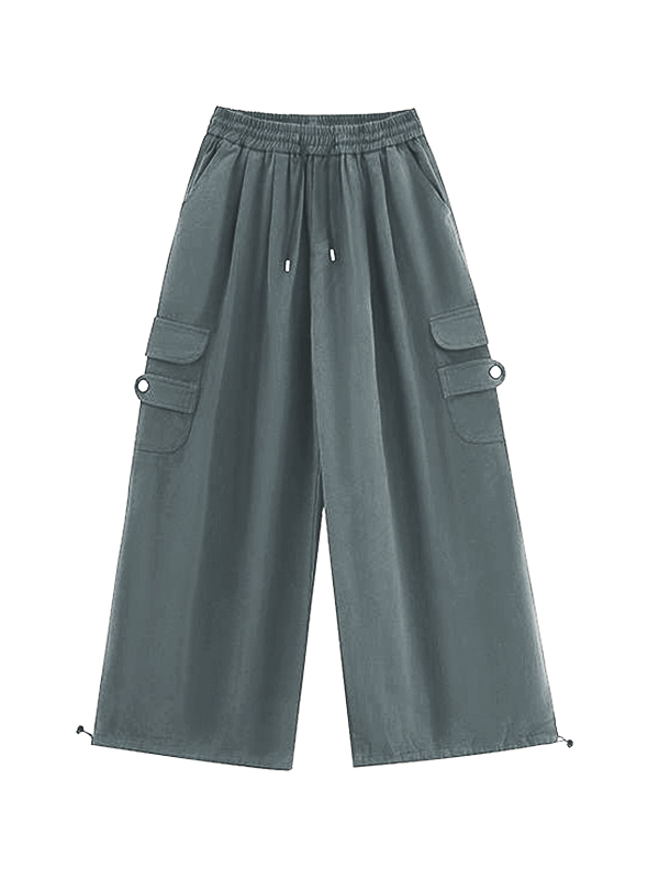 Men's Vintage Brown Big Pocket Bound Feet Cargo Pants-1