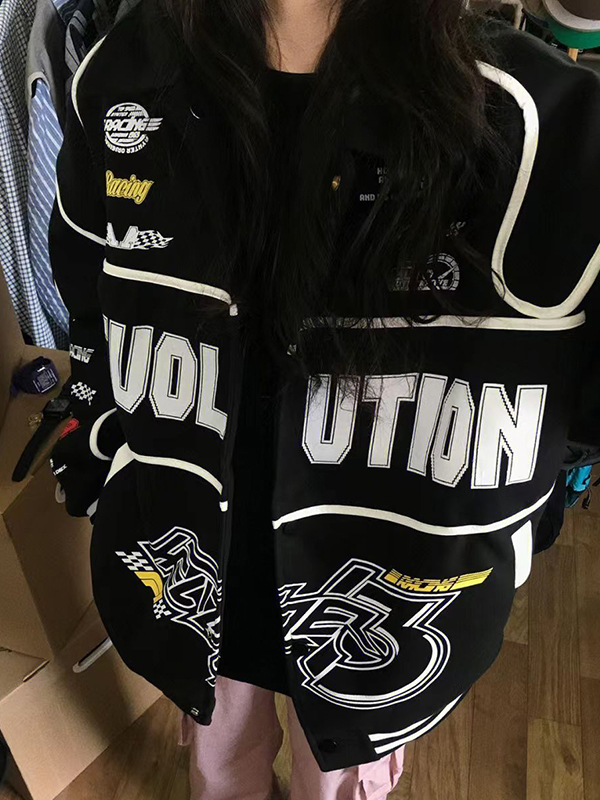 Street Print Splice Varsity Jacket-2