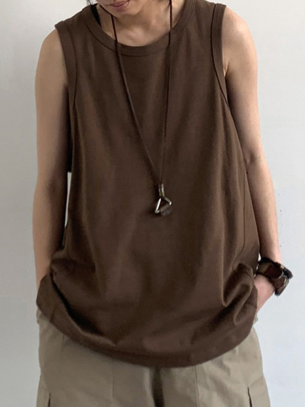 Men's Solid Loose Vest-2