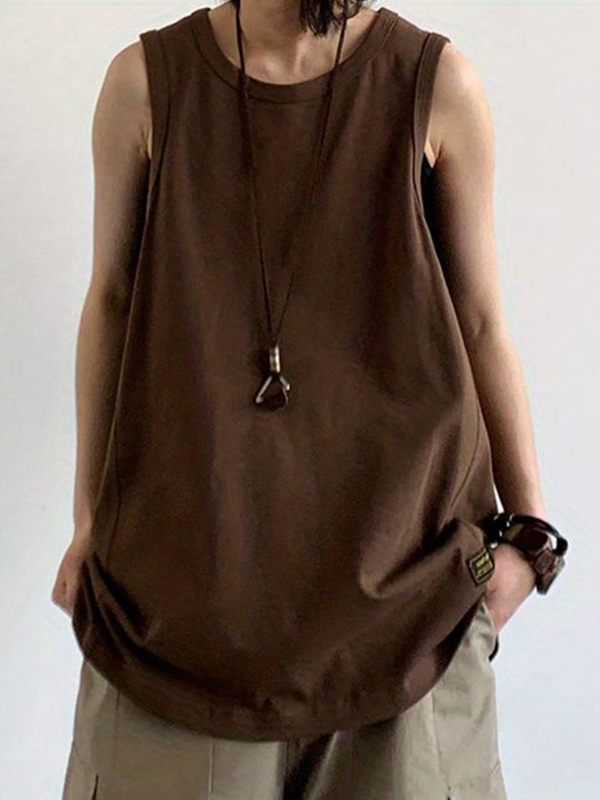 Men's Solid Loose Vest-1