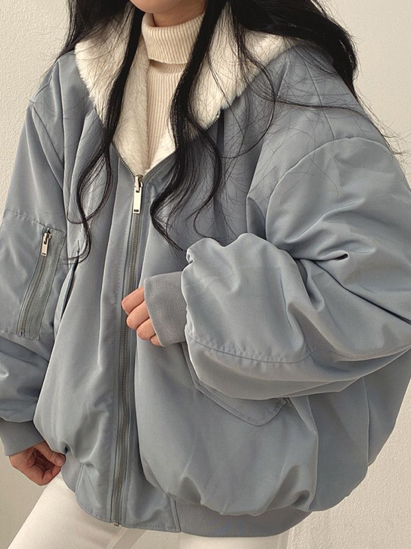 Reversible Oversize Fleece Hooded Jacket-1