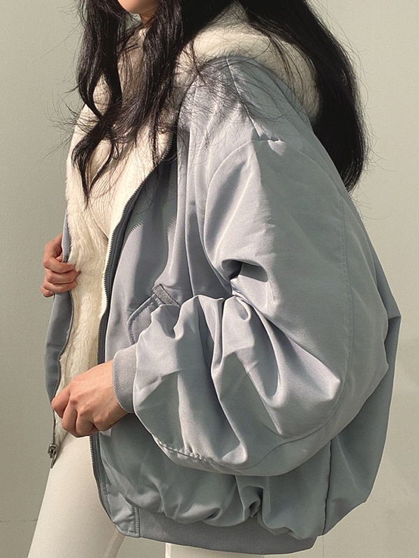 Reversible Oversize Fleece Hooded Jacket-4