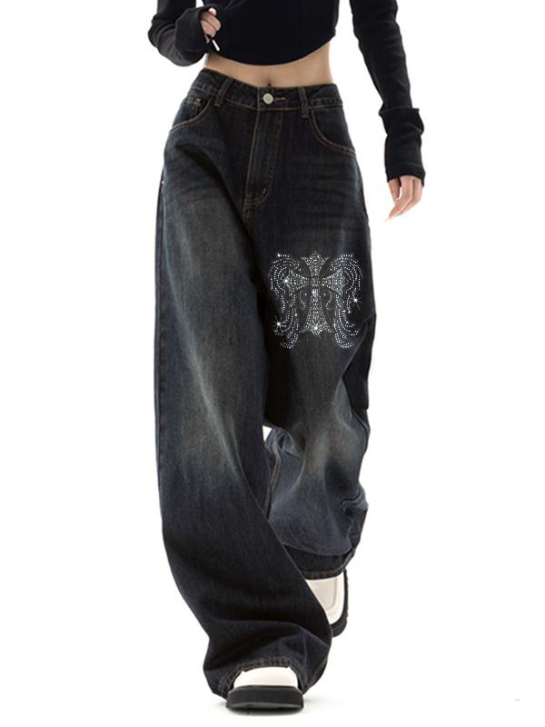 Cross Hot Diamond Blue Wash Baggy Boyfriend Jeans-1