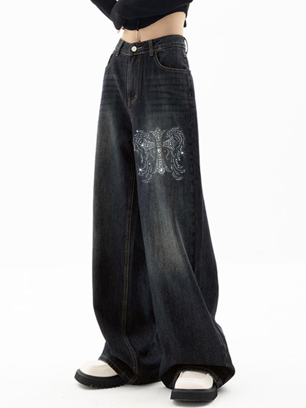 Cross Hot Diamond Blue Wash Baggy Boyfriend Jeans-2