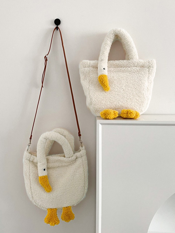 Goose Pattern Fleece Crossbody HandBag-2