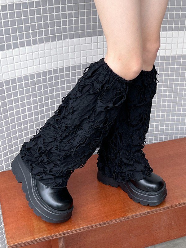 Solid Color Distressed Y2K Leg Warmer-2