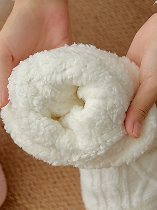 Color Block Striped Fleece Lined Home Socks-2