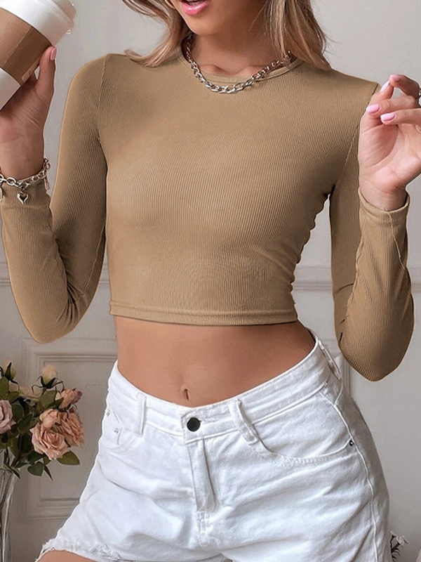 Solid Cutout Backless Twist Back Long Sleeve Knit-5